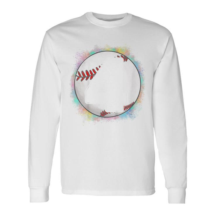 Birthday Boy 4 Four Baseball 4Th Birthday Baseball Player Baseball Long Sleeve T-Shirt