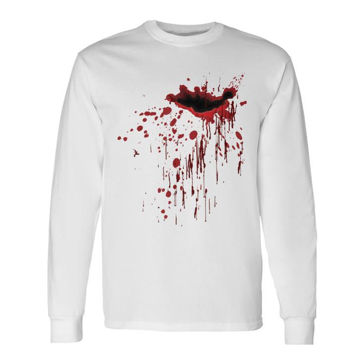 Bleeding Flesh Wound Red Blood Splatters Bloody Open Wound Bloody Long Sleeve T-Shirt