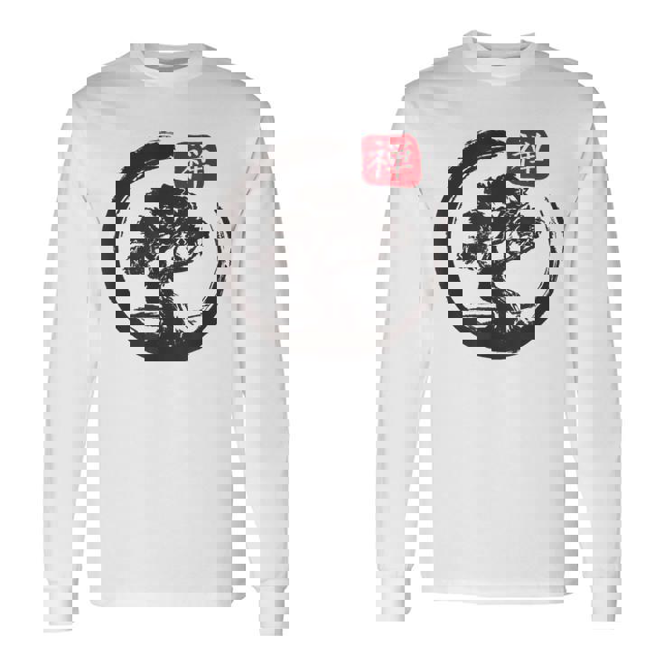 Bonsai Tree In Japanese Zen Buddhist Spiritual Nature Long Sleeve T-Shirt
