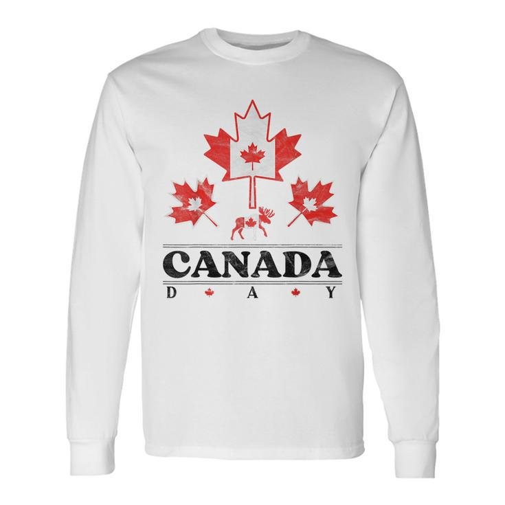 Canada Day Flag Vintage Canadian Maple Leaf Heritage Toddler Canada Long Sleeve T-Shirt T-Shirt