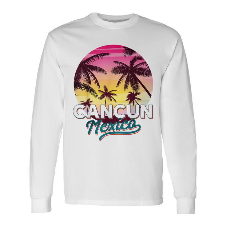 Cancun Mexico Palm Tree Beach Summer Vacation Sunset Long Sleeve T-Shirt T-Shirt