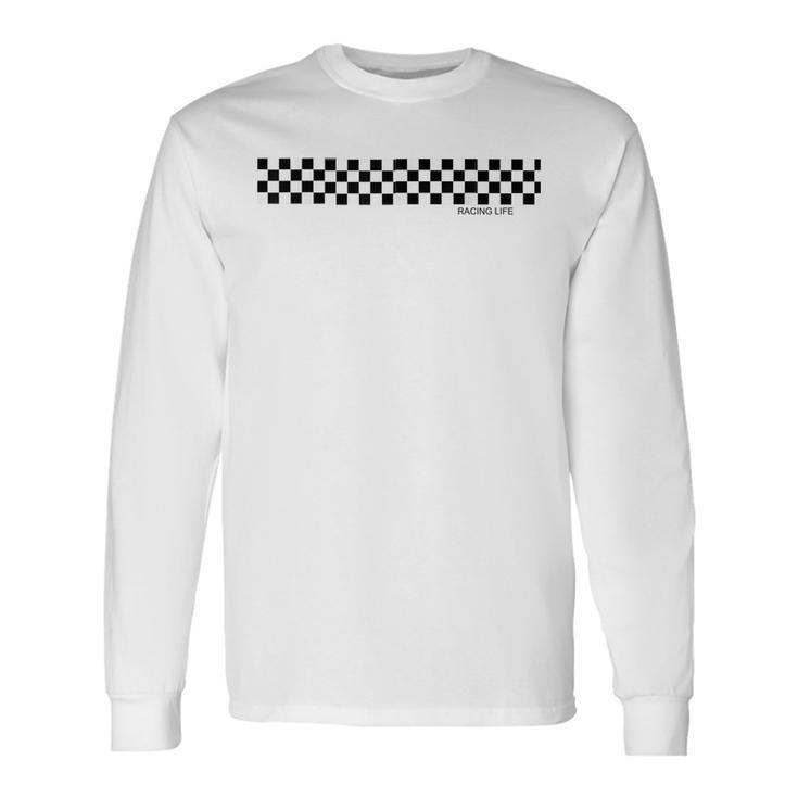Car Racing Dirt Track Racing Checkered Race Flag Racing Long Sleeve T-Shirt T-Shirt