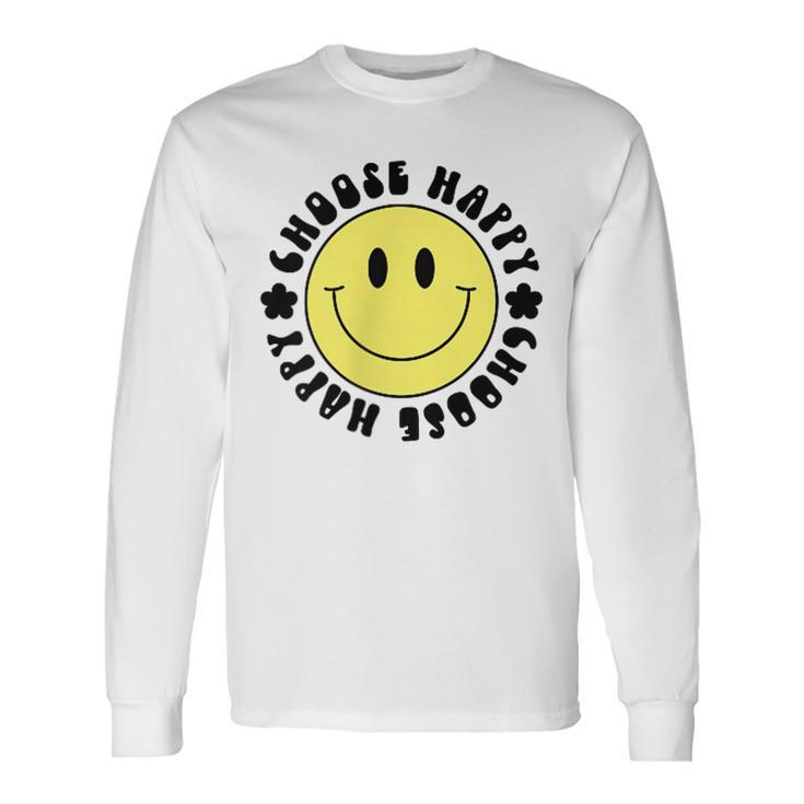 Choose Happy 70S Yellow Smile Face Cute Smiling Face Long Sleeve