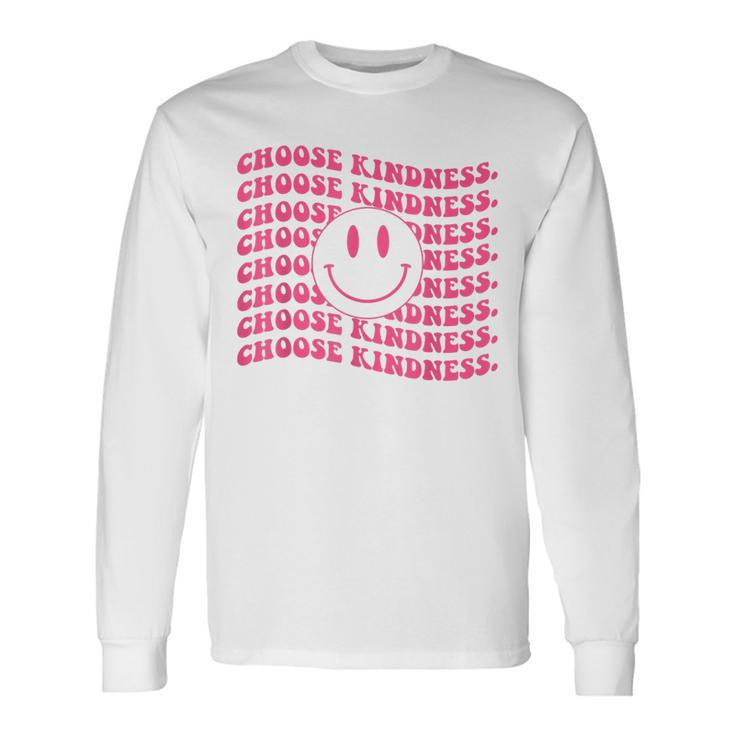 Choose Kindness Pink Smile Face Preppy Aesthetic Trendy Long Sleeve T-Shirt T-Shirt