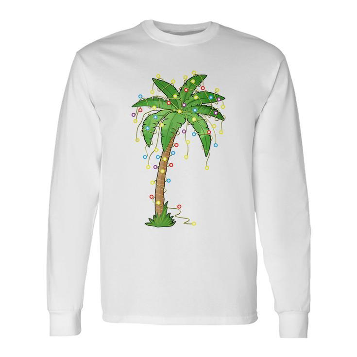 Christmas Lights Palm Tree Beach Tropical Xmas Long Sleeve T-Shirt