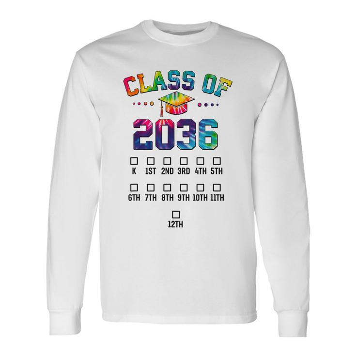 Class Of 2036 Grow With Me With Space For Checkmarks Long Sleeve T-Shirt