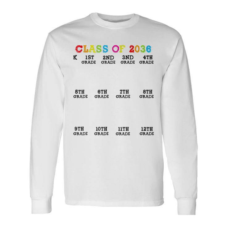 Class Of 2036 Handprint Grow With Me Kindergarten Kindergarten Long Sleeve T-Shirt