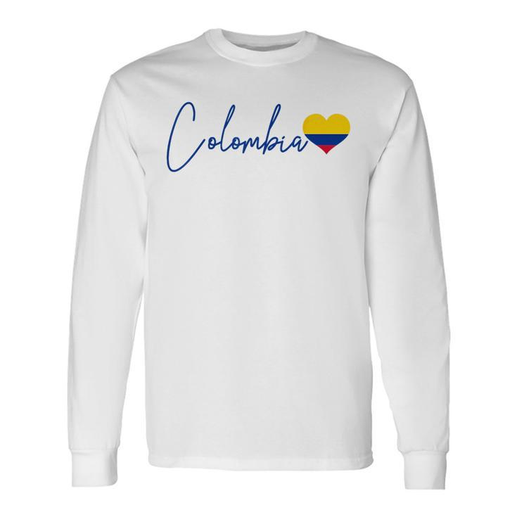 Colombia Heart Pride Colombian Flag Long Sleeve T-Shirt