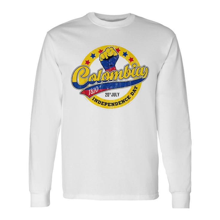 Colombian Independence Day Colombia Flag Retro Vintage Style Colombia Long Sleeve T-Shirt T-Shirt