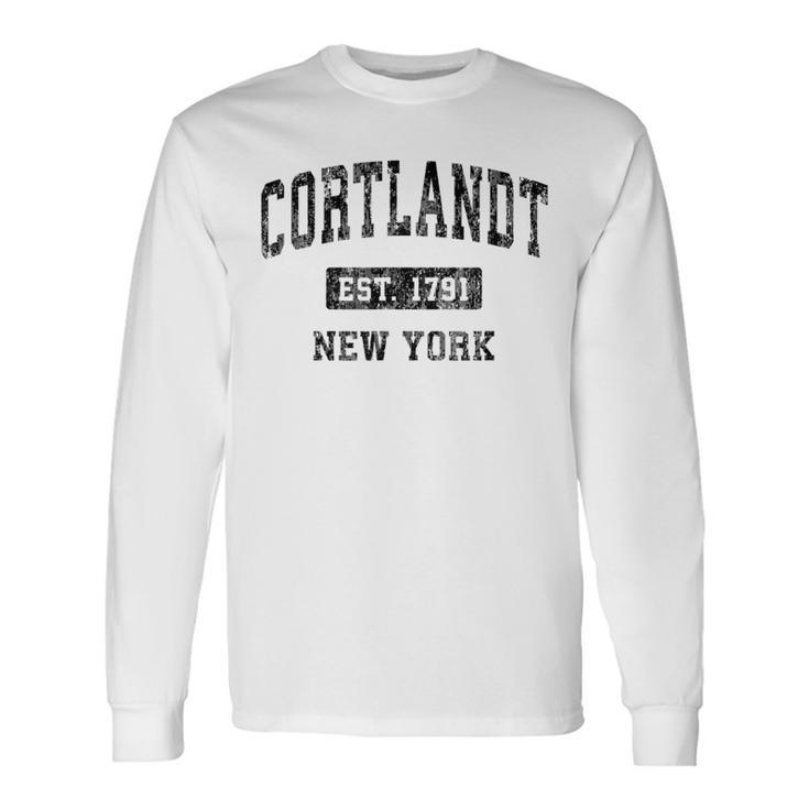 Cortlandt New York Ny Vintage Sports Black Long Sleeve T-Shirt