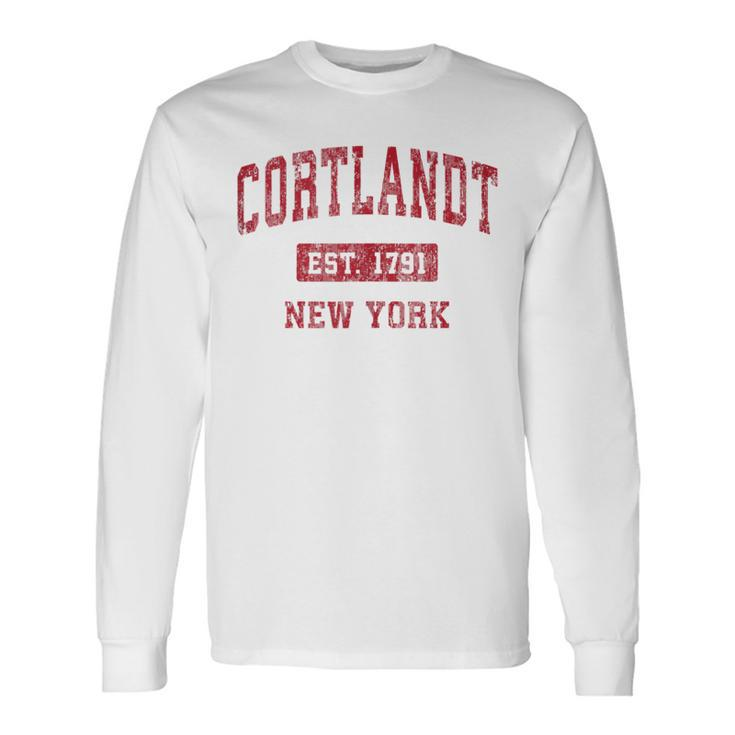 Cortlandt New York Ny Vintage Sports Red Long Sleeve T-Shirt