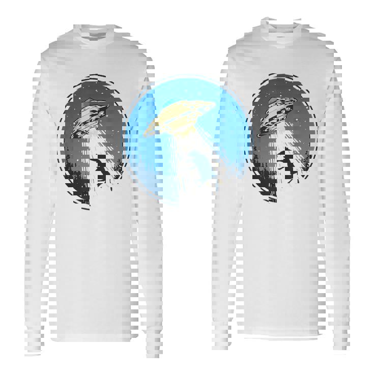 Cow Snatch Vintage Distressed Ufo Flying Saucer Long Sleeve T-Shirt