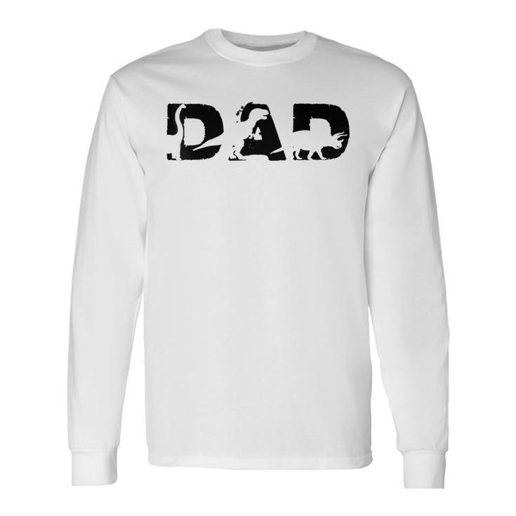 Dinosaur Dad Cute Three Rex Dino For Party In Fathers Day Long Sleeve T-Shirt