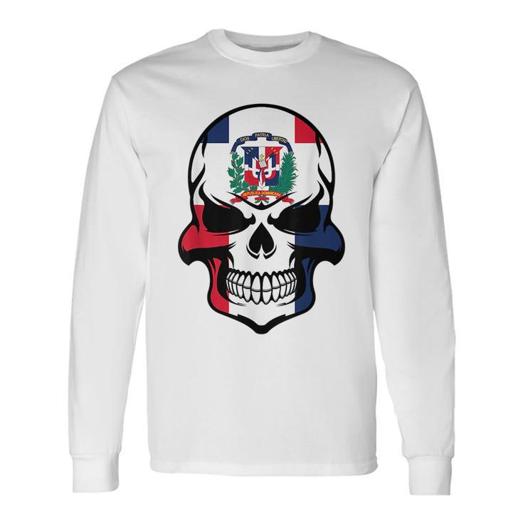 Dominican Flag Skull Cool Dominican Republic Skull Dominican Republic Long Sleeve T-Shirt T-Shirt