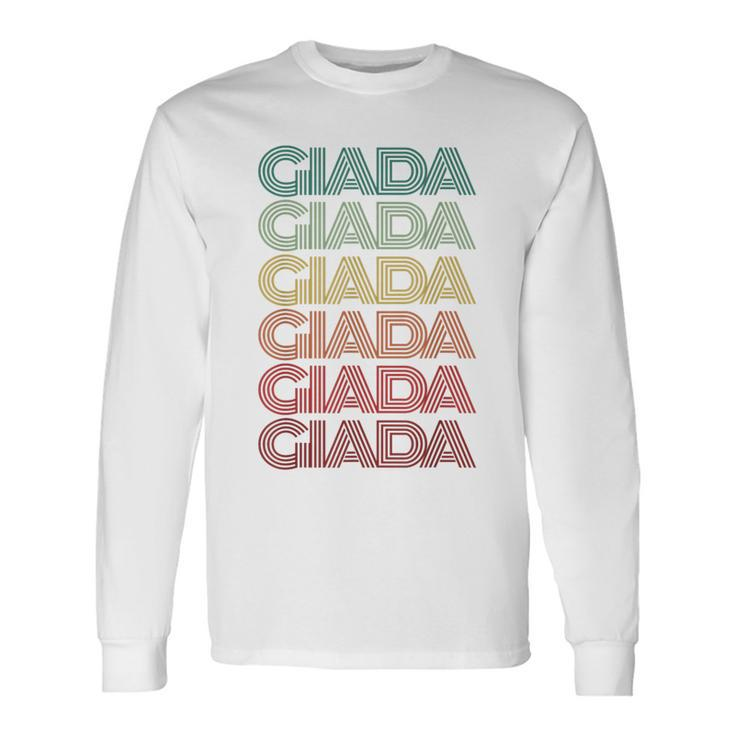 First Name Giada Italian Girl Retro Name Tag Groovy Party Long Sleeve T-Shirt T-Shirt