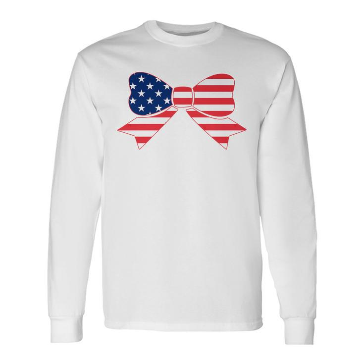 Flag Bow Girls 4Th Of July Toddler Stars And Stripes Baby Long Sleeve T-Shirt Gifts ideas