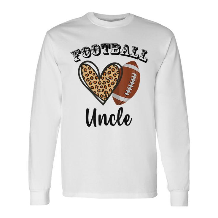 Football Uncle Leopard Heart Sports Players Fathers Day Long Sleeve T-Shirt T-Shirt