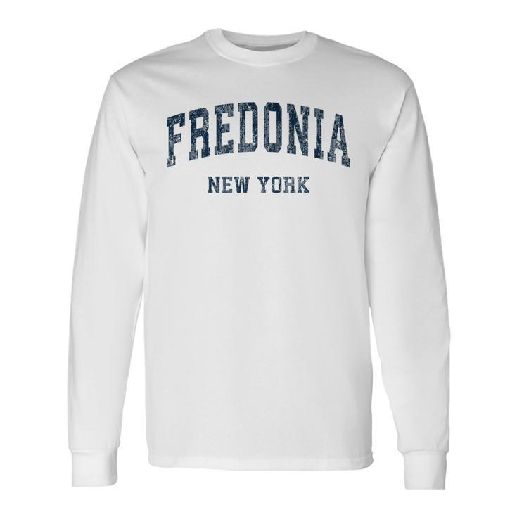 Fredonia New York Ny Vintage Varsity Sports Navy Long Sleeve T-Shirt
