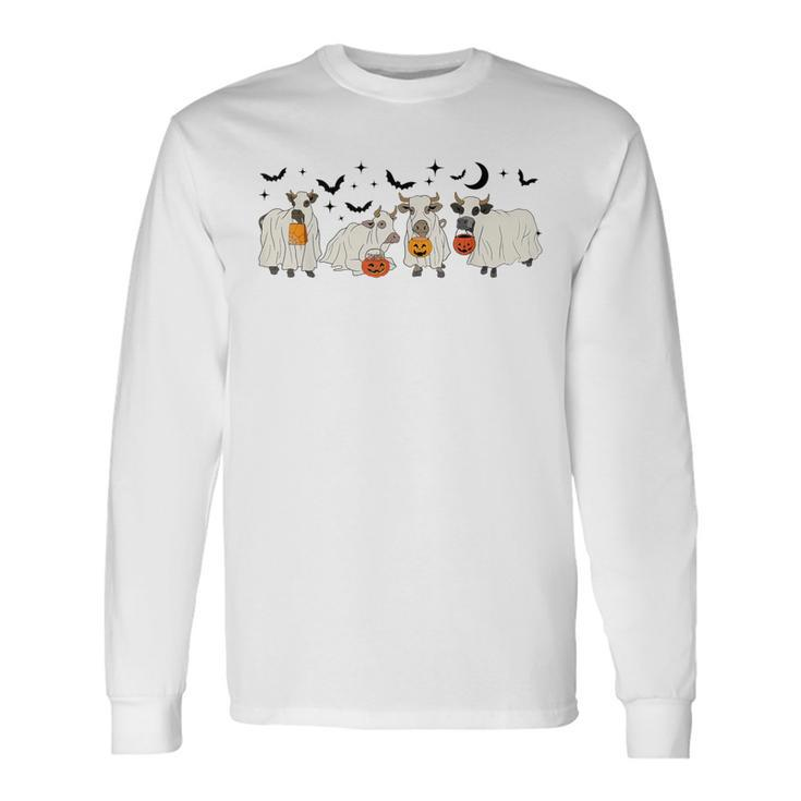 Cow Ghost Halloween Farmer Trick Or Treat Cow Lover Long Sleeve T-Shirt Gifts ideas