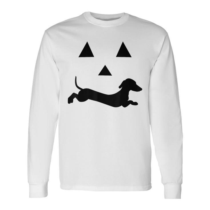Dachshund Jack O Lantern Pumpkin Face For Halloween Long Sleeve T-Shirt