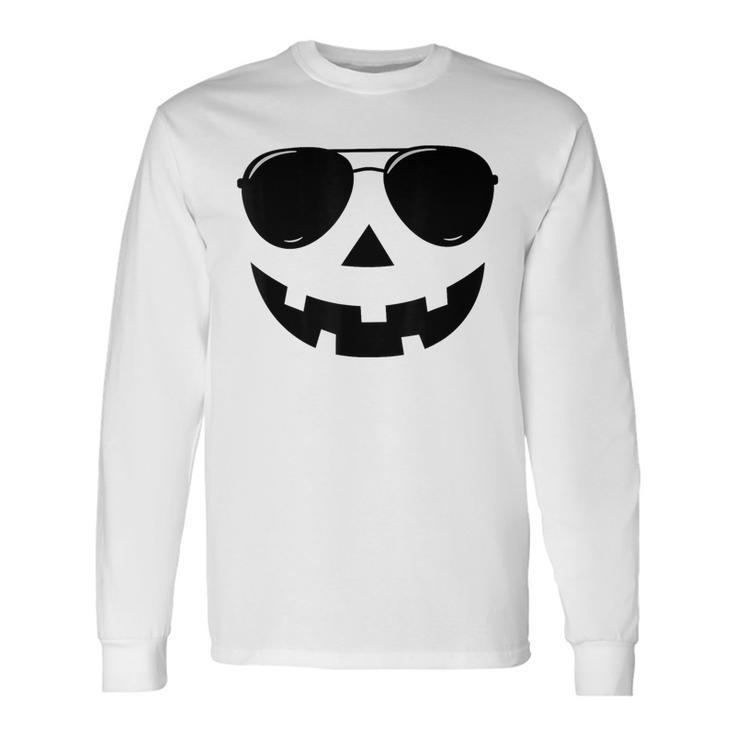 Jack O Lantern Face Pumpkin Halloween Costume Boys Long Sleeve T-Shirt