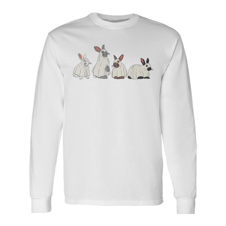 Spooky Season Bunny Rabbit Ghost Halloween Costume Long Sleeve T-Shirt
