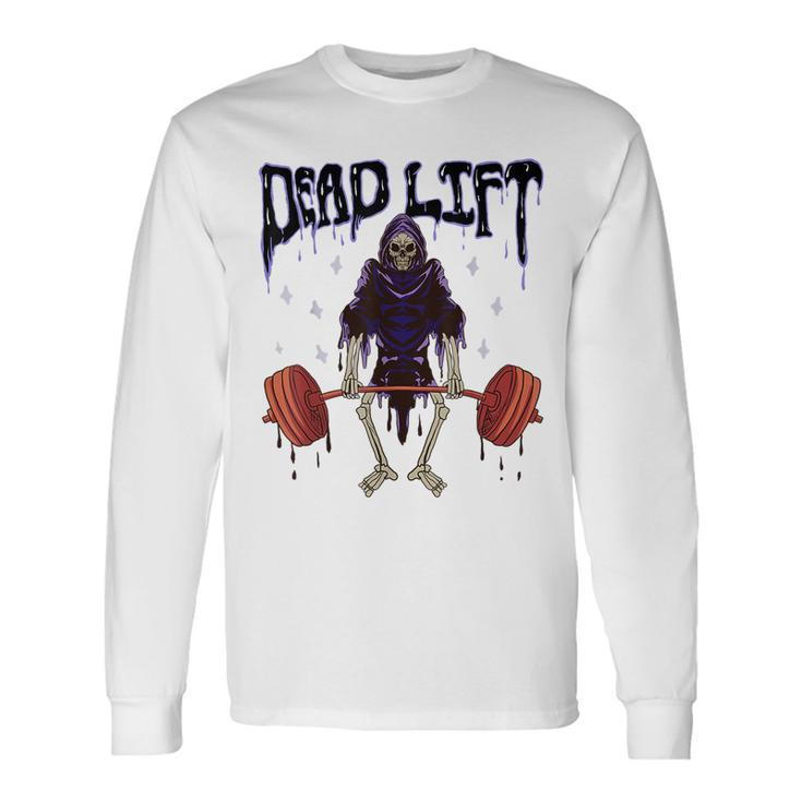 Gym Grim Reaper Deadlift Workout Occult Reaper Long Sleeve T-Shirt