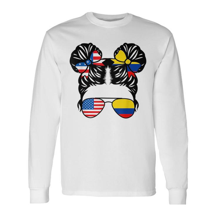 Half American Half Colombian Girl Usa Colombia Flag Patriot Long Sleeve T-Shirt
