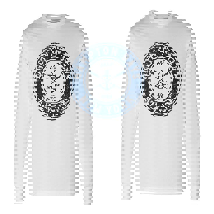 Hampton Bays New York Ny Vintage Boat Anchor & Oars Long Sleeve T-Shirt T-Shirt