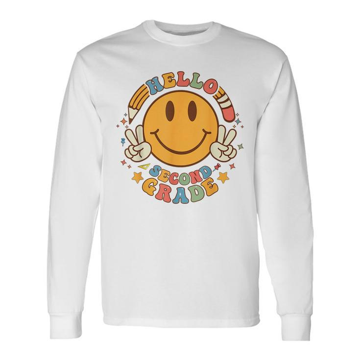 Hello 2Nd Grade Smile Pencil Groovy Back To Shool 2Nd Grade Long Sleeve T-Shirt T-Shirt