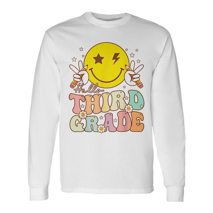 Hello Third Grade Hippie Smile Face 3Rd Grade Back To School 3Rd Grade Long Sleeve T-Shirt T-Shirt