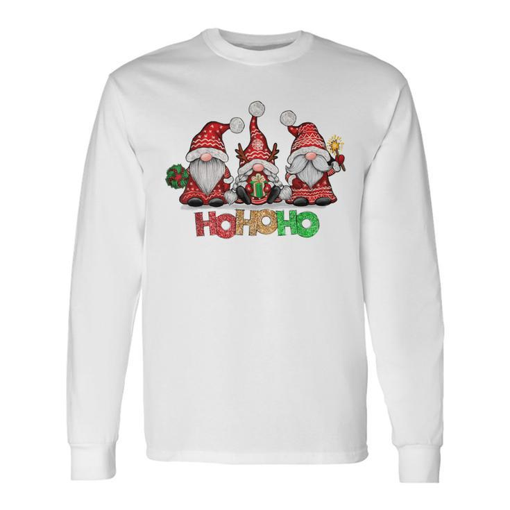 Ho Ho Ho Merry Christmas Santa Claus Gnome Reindeer Holidays Long Sleeve T-Shirt