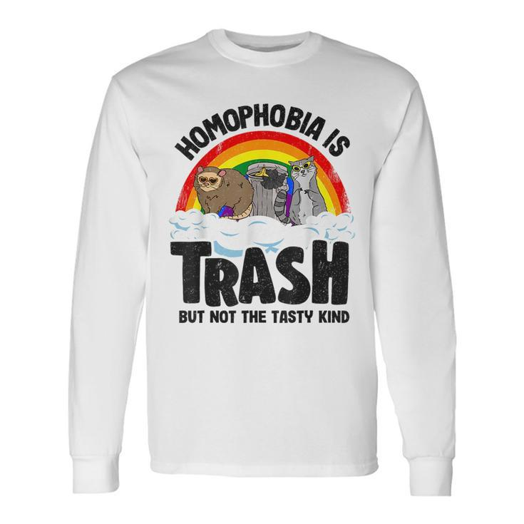 Homophobia Is Trash Gay Pride Raccoon Opossum Ally Lgbt Long Sleeve T-Shirt T-Shirt