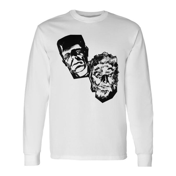 Horror Movie Monsters Werewolf Wolfman Frankenstein Long Sleeve T-Shirt