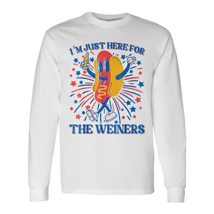 Hot Dog Im Just Here For The Wieners 4Th Of July Long Sleeve T-Shirt T-Shirt