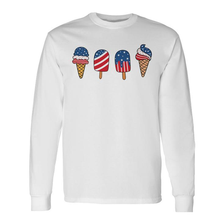 Ice Cream 4Th Of July Cool Dessert Patriotic Toddler Long Sleeve T-Shirt