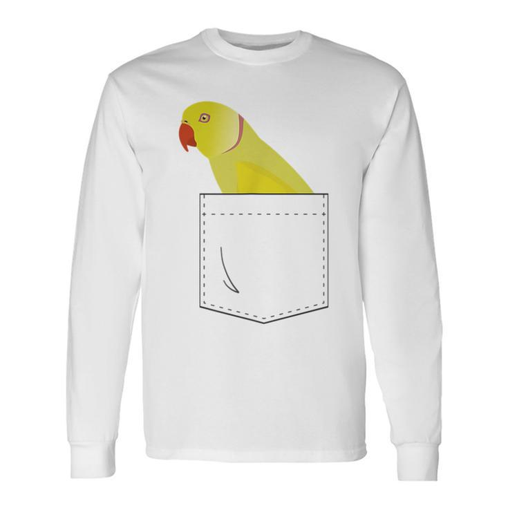 Indian Ringneck Parakeet Parrot Fake Pocket Long Sleeve T-Shirt