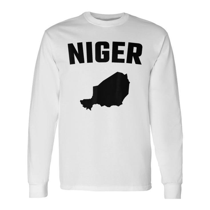 Isolated Black Silhouette Of A Map Of Niger Long Sleeve T-Shirt