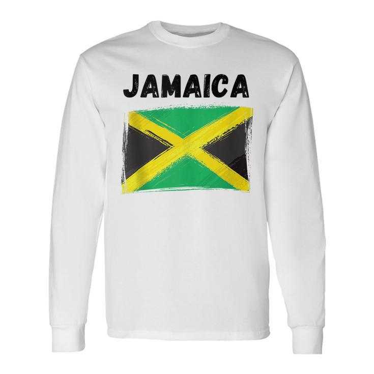 Jamaica Flag Holiday Vintage Grunge Jamaican Flag Long Sleeve T-Shirt Gifts ideas