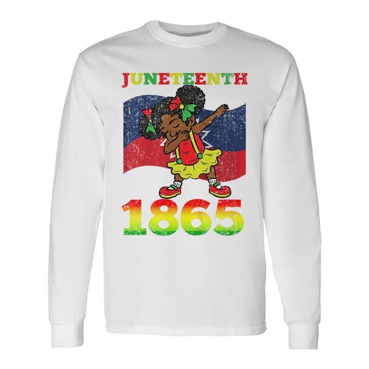 Junenth 1865 Cute Dabbing Black History Afro African Long Sleeve T-Shirt