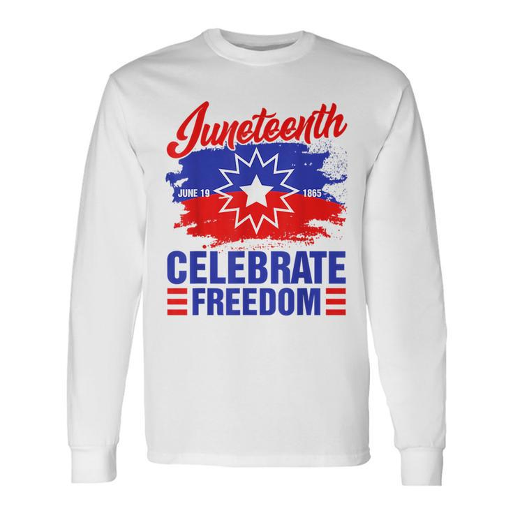 Junenth Celebrate Freedom Red White Blue Free Black Slave Long Sleeve T-Shirt T-Shirt