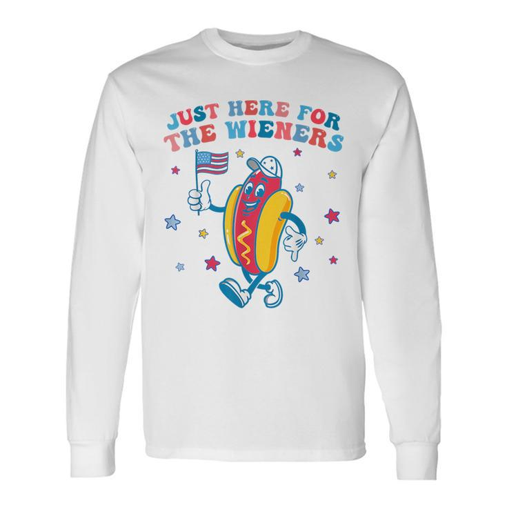 Im Just Here For The Wieners 4Th Of July Boys Girls Long Sleeve T-Shirt