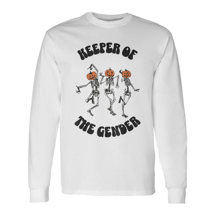 Keeper Of The Gender Dancing Skeleton Halloween Pumpkin Long Sleeve T-Shirt