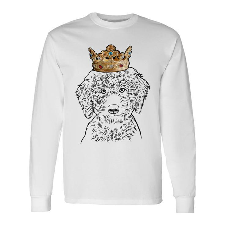 Labradoodle Dog Wearing Crown Long Sleeve T-Shirt