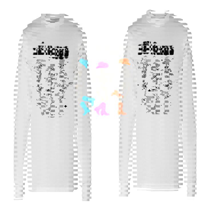 Let's Go Ghouls Halloween Western Spooky Skeletons Dancing Long Sleeve T-Shirt