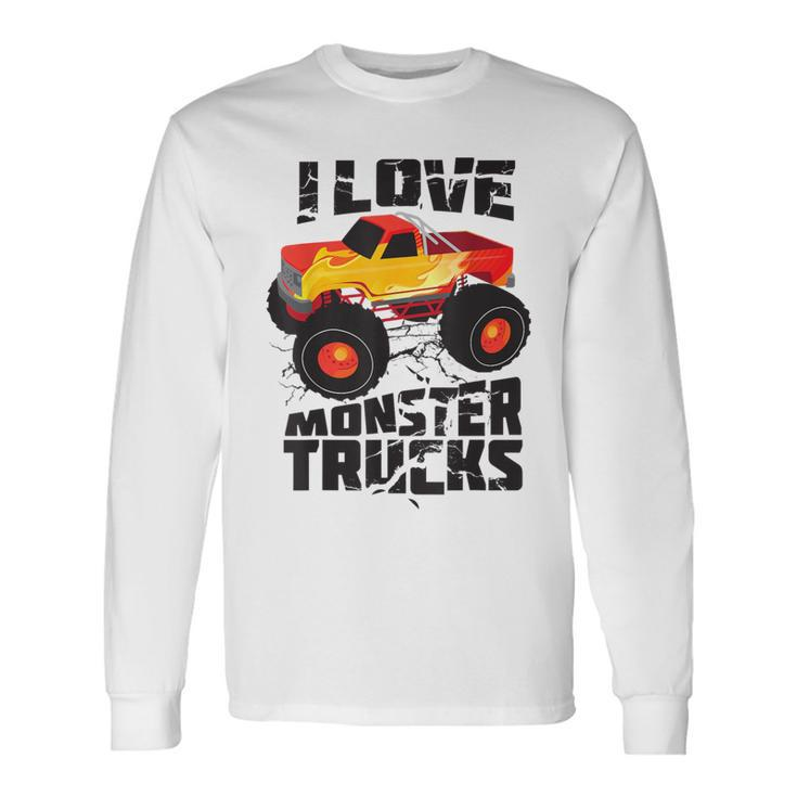 I Love Monster Trucks Cute Bigfoot Trucks Long Sleeve T-Shirt