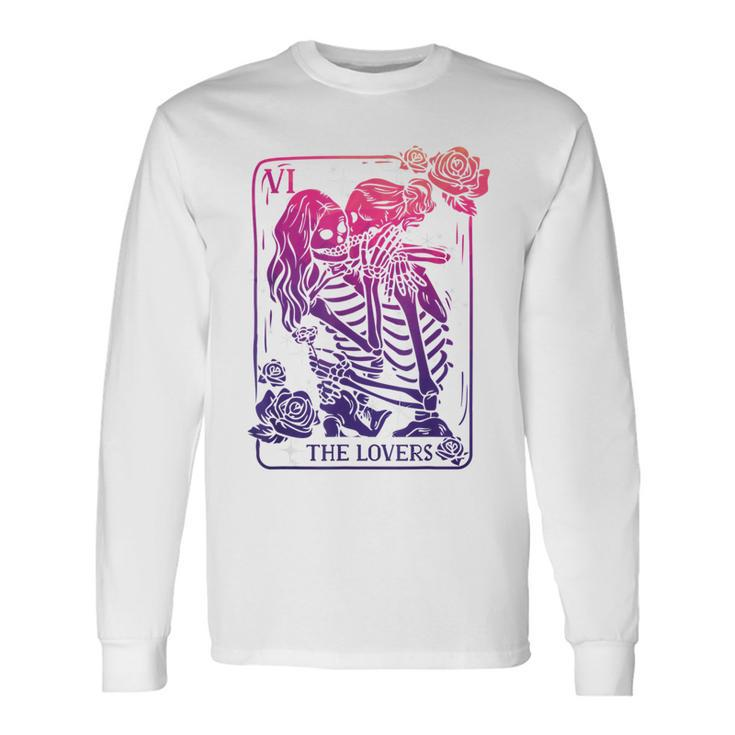 The Lovers Tarot Card Occult Goth Bi Pride Gothic Kissing Long Sleeve T-Shirt T-Shirt