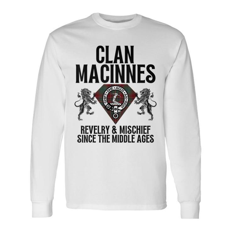 Macinnes Clan Scottish Name Coat Of Arms Tartan Party Long Sleeve T-Shirt