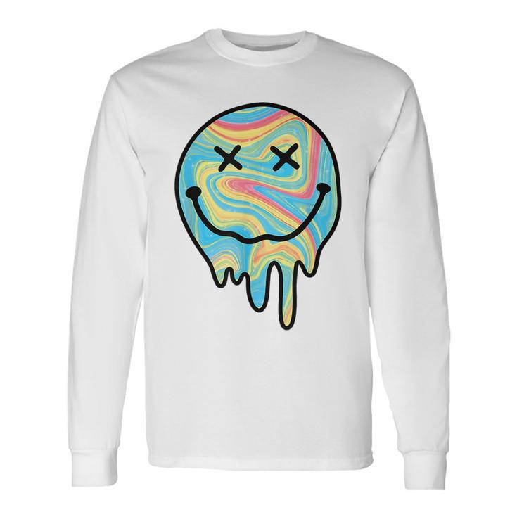 Melting Smile Smiling Melted Dripping Happy Face Cute Long Sleeve T-Shirt