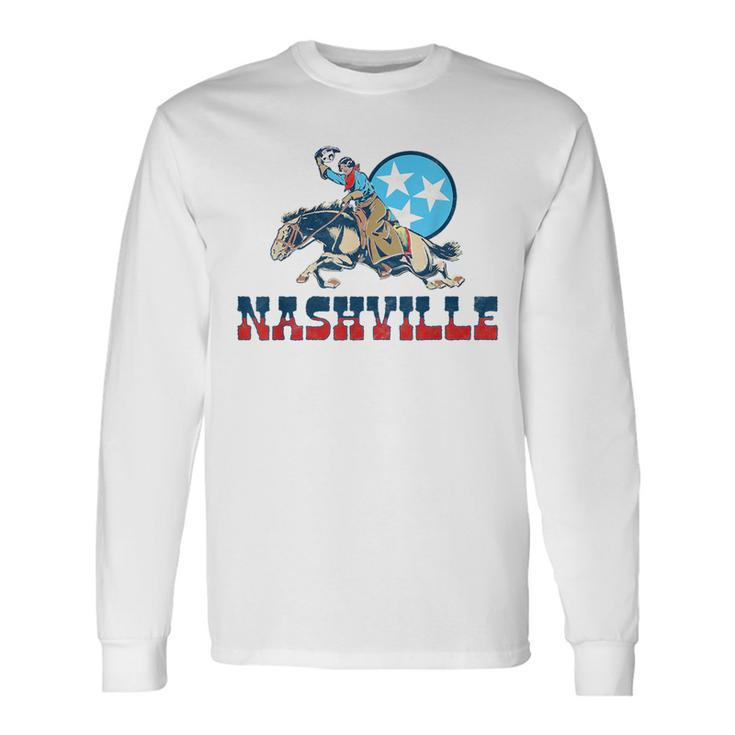 Nashville Vintage Cowgirl & State Flag Tennessee Stars Retro Tennessee Long Sleeve T-Shirt T-Shirt
